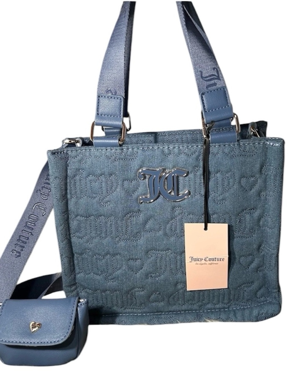 NWT Juicy Couture Pink League Mini Tote - Denim Blue $79